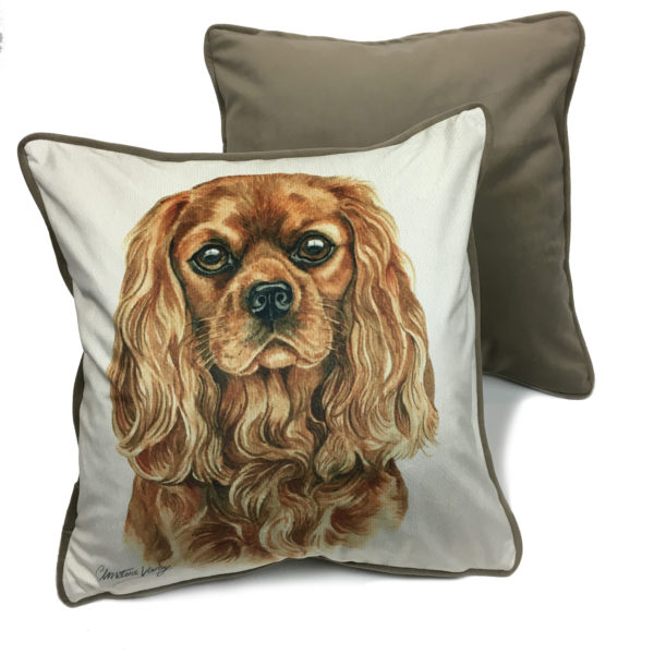 CUS-UK260 Ruby Cavalier King Charles Spaniel Dog Cushion