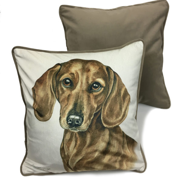 CUS-UK261 Red Dachsund Dog Cushion