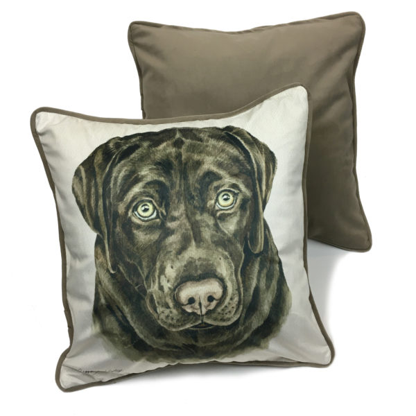 CUS-UK267 Chocolate Labrador Dog Cushion