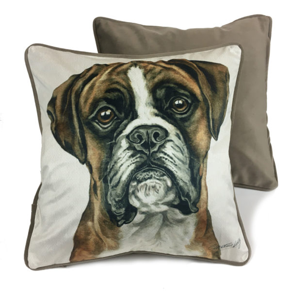 CUS-UK268 Red Boxer Dog Luxury Cushion by WaggyDogz