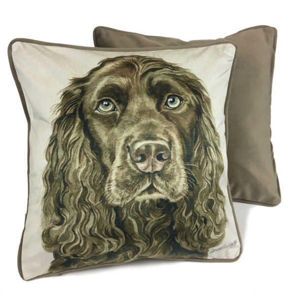 CUS-UK269 Brown Spaniel Dog Luxury Cushion by WaggyDogz