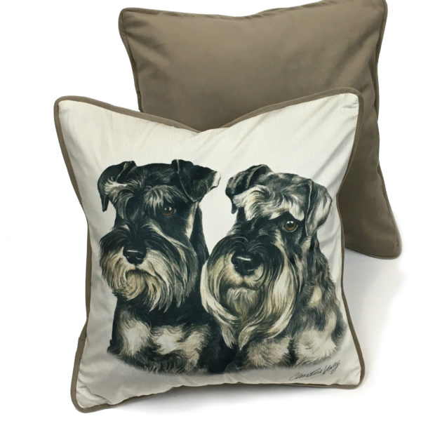 CUS-UK58 Schnauzer Pair Dog Cushion