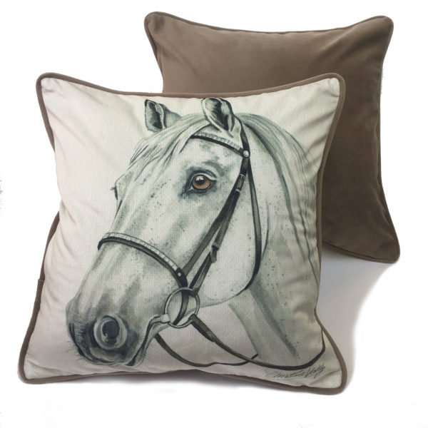 CUS-UKEQ08 Grey Horse luxury cushion by Christine Varley WaggyDogz