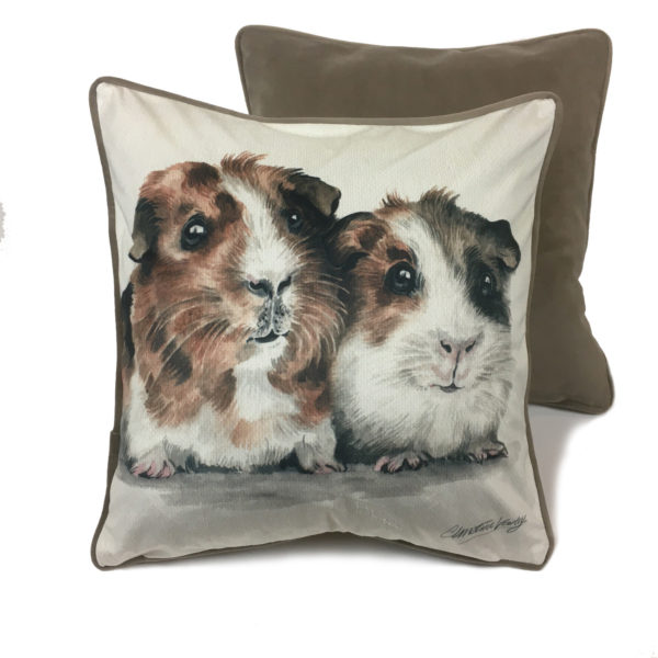 CUS-UKFY07 Guinea Pigs Luxury Handmade Cushion by Christine Varley WaggyDogz