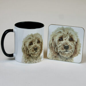 Golden Cockapoo mug and coaster set