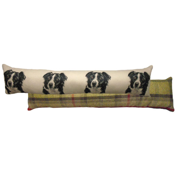 Draught Excluder featuring reproduction of a Border Collie from original watercolour painting by Christine Varley.