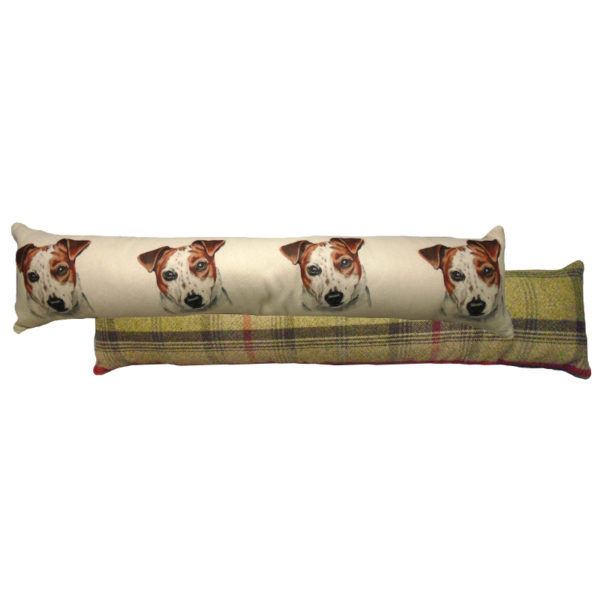 Draught Excluder featuring reproduction of a Jack Russell from original watercolour painting by Christine Varley.