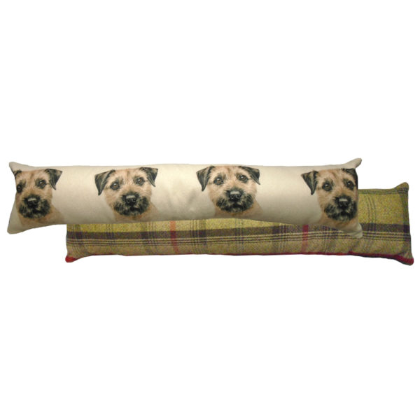 Draught Excluder featuring reproduction of a Border Terrier from original watercolour painting by Christine Varley.