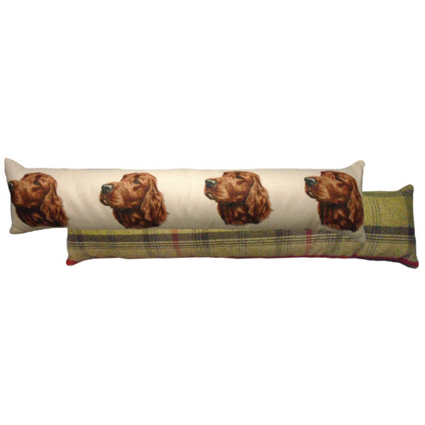 Draught Excluder featuring reproduction of an Irish Setter from original watercolour painting by Christine Varley.