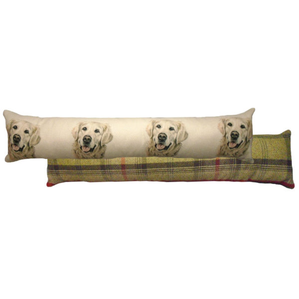 Draught Excluder featuring reproduction of a Golden Retriever from original watercolour painting by Christine Varley.