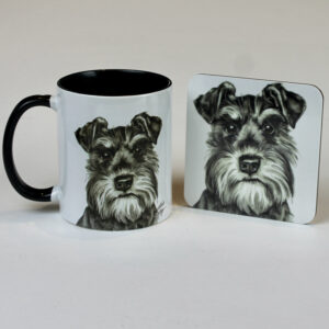 Schnauzer Dog Mug and coaster set