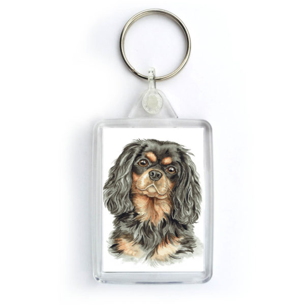 Black & Tan Cavalier King Charles Spaniel Dog Key Ring KRG-259