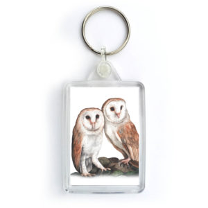 Barn Owl Pair Owls Keyring (KRG-WL07)
