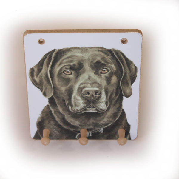 Chocolate Labrador Dog peg hook hanging key storage board