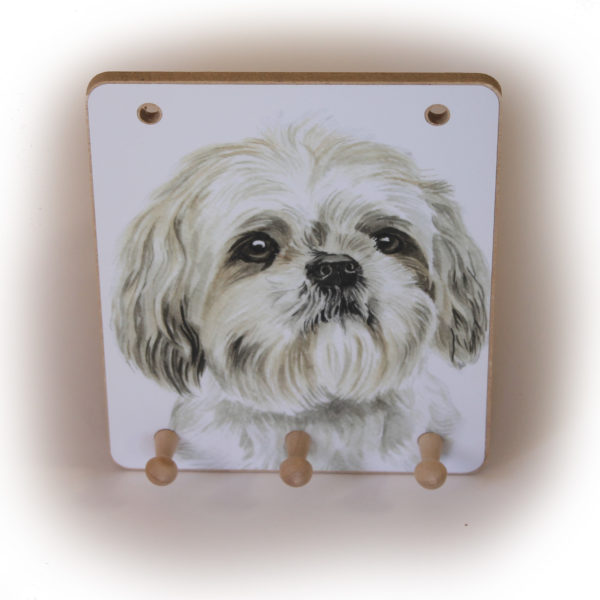 Shih Tzu Dog peg hook hanging key storage board