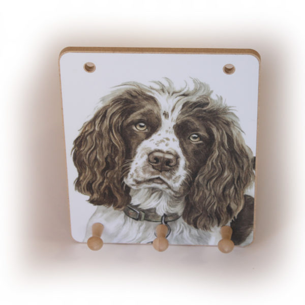 Springer Spaniel Dog peg hook hanging key storage board