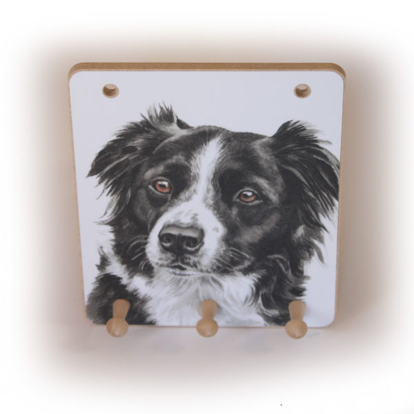 Border Collie Dog peg hook hanging key storage board