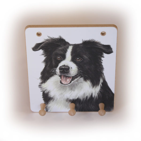 Border Collie Dog peg hook hanging key storage board