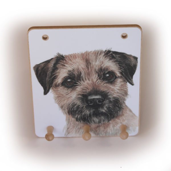 Border Terrier Dog peg hook hanging key storage board