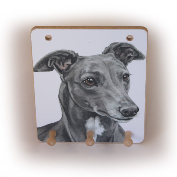 Greyhound Dog peg hook hanging key storage board