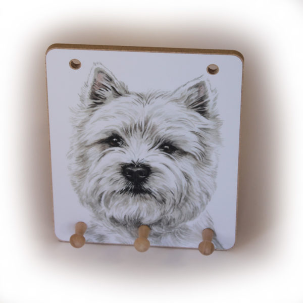 West Highland Terrier Dog peg hook hanging key storage board