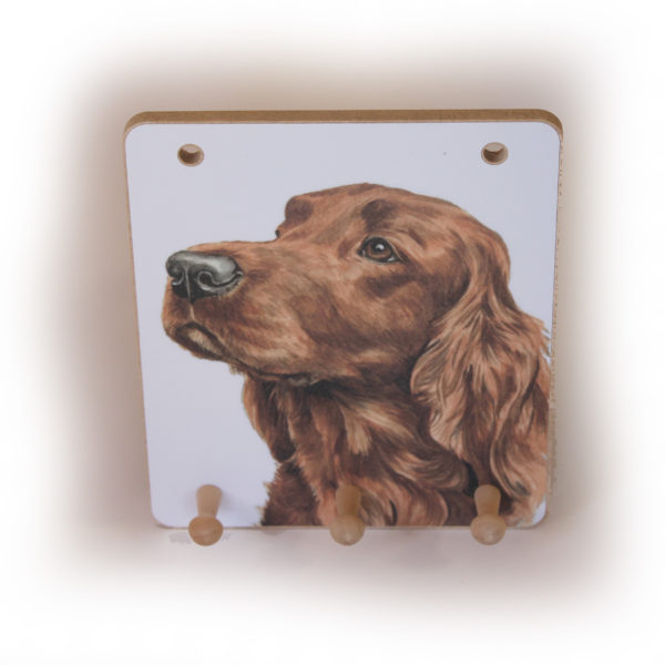 Irish Setter Dog peg hook hanging key storage board