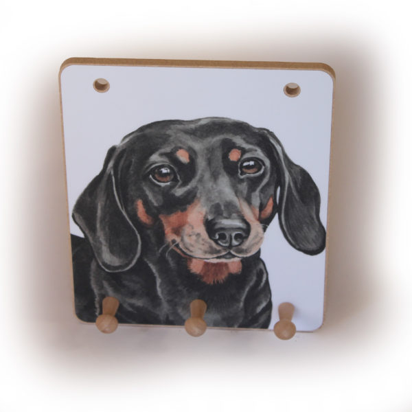 Dachshund Dog peg hook hanging key storage board