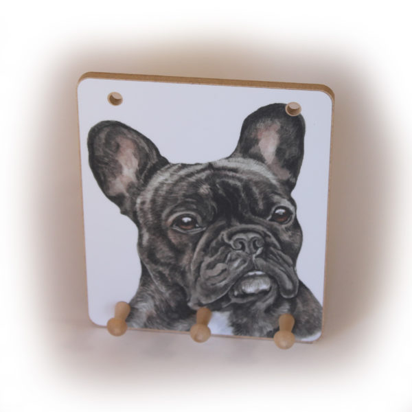 French Bulldog Dog peg hook hanging key storage board