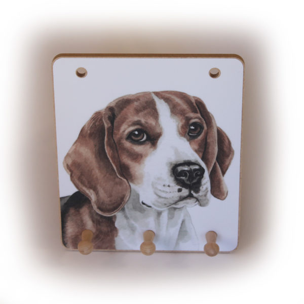 Beagle Dog peg hook hanging key storage board