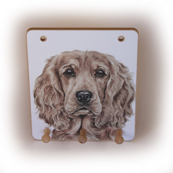 Cocker Spaniel Dog peg hook hanging key storage board