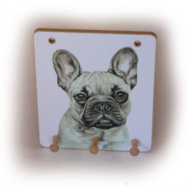 French Bulldog Fawn Dog peg hook hanging key storage board