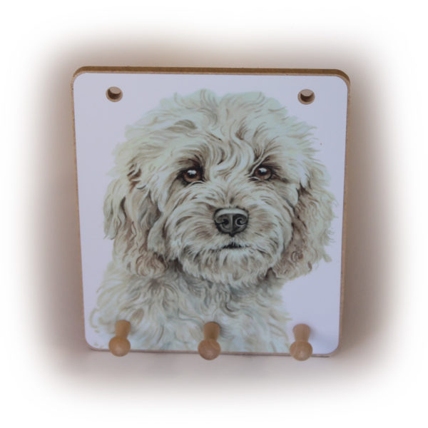 Cockapoo Dog peg hook hanging key storage board