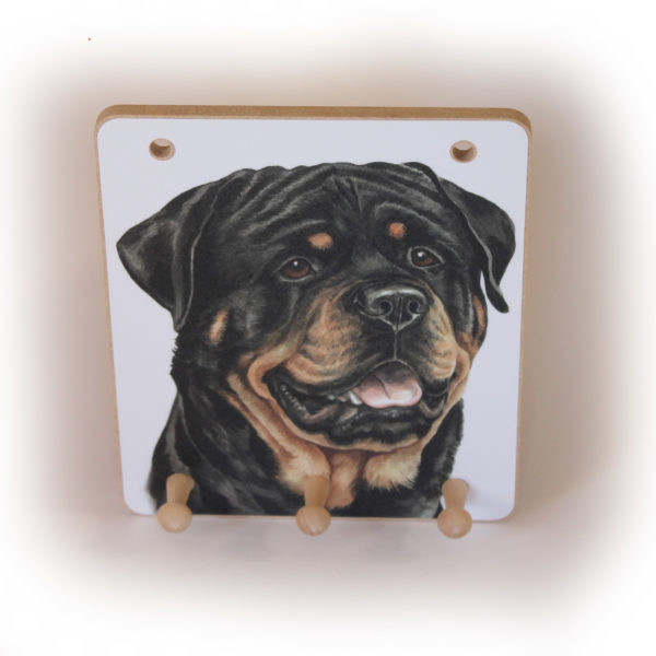 Rottweiler Dog peg hook hanging key storage board