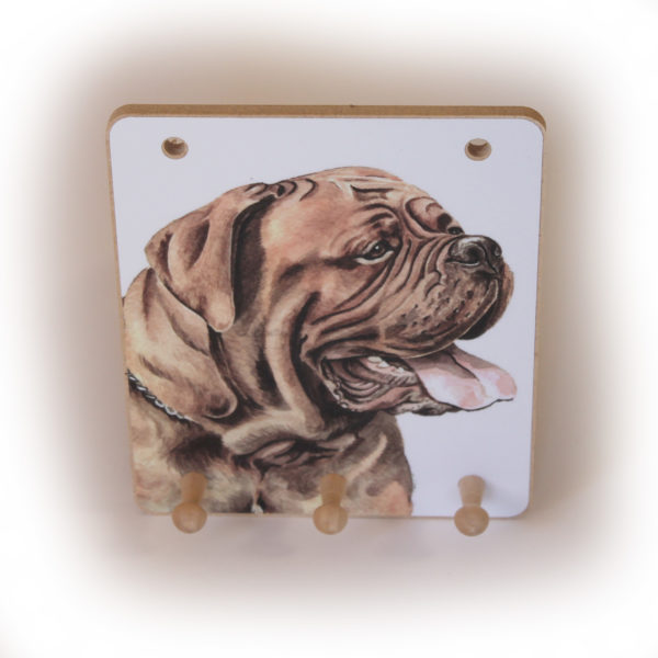 Dogue de Bordeaux Dog peg hook hanging key storage board