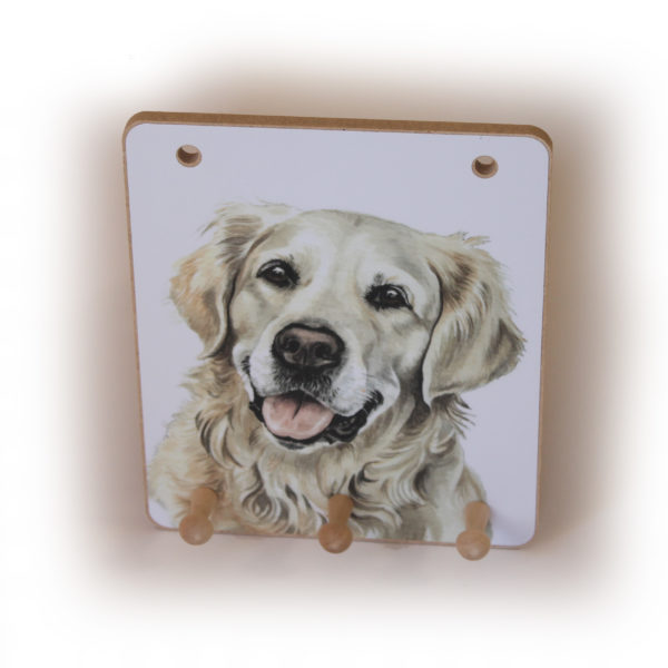 Golden Retriever Dog peg hook hanging key storage board