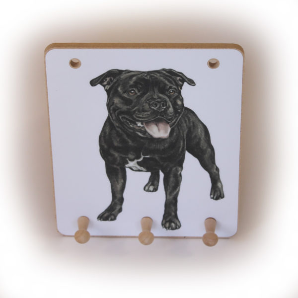 Staffordshire Bull Terrier Dog peg hook hanging key storage board
