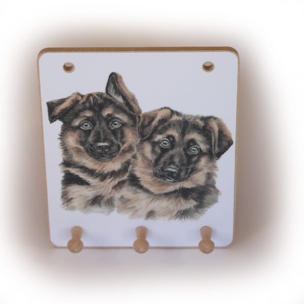 German Shepherd Puppies peg hook hanging key storage board