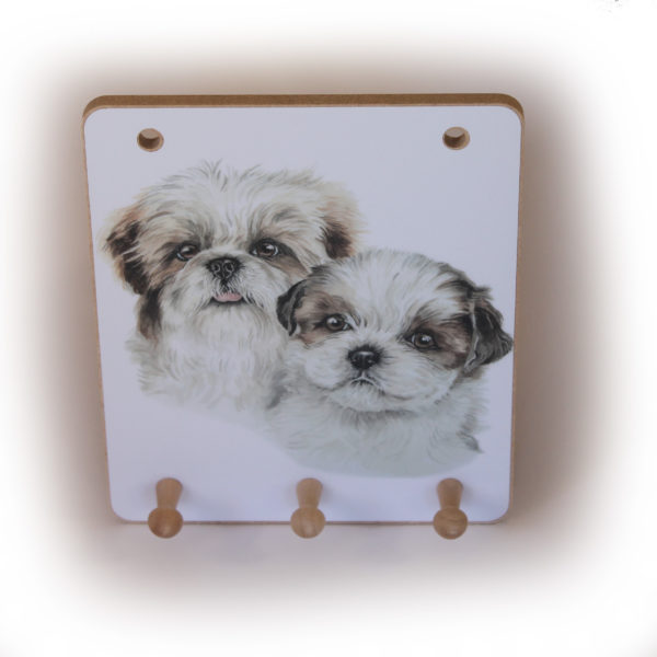 Shih Tzu Puppies peg hook hanging key storage board